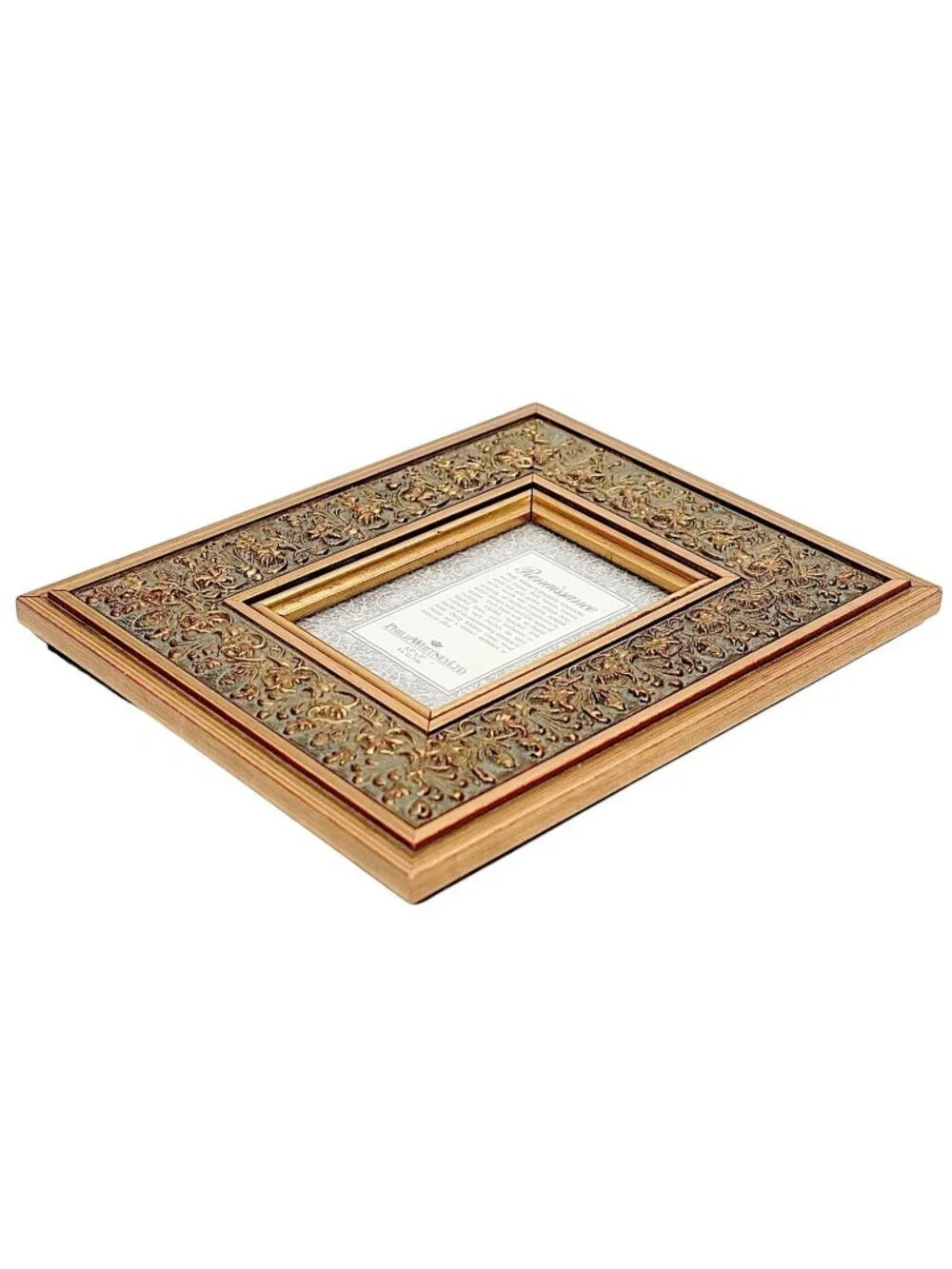 PHILIP WHITNEY Renaissance Ornate Frame Handcrafted Wood Antiqued Goldtone 3.5x5